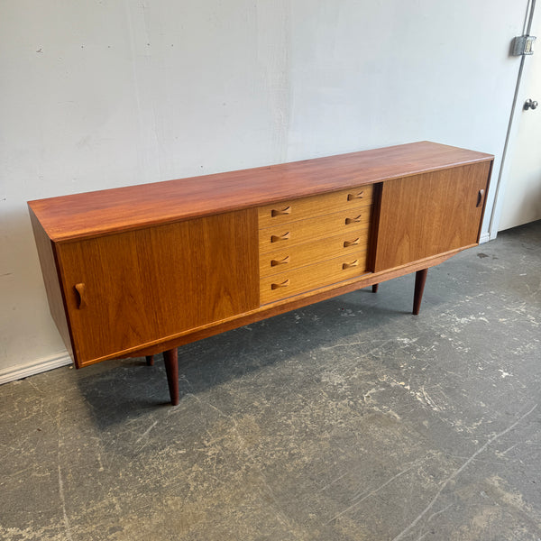 Danish Modern Teak Credenza by Clausen and Sons with dovetail Drawers