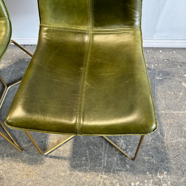 West Elm Set of 2 Slope leather dining chairs