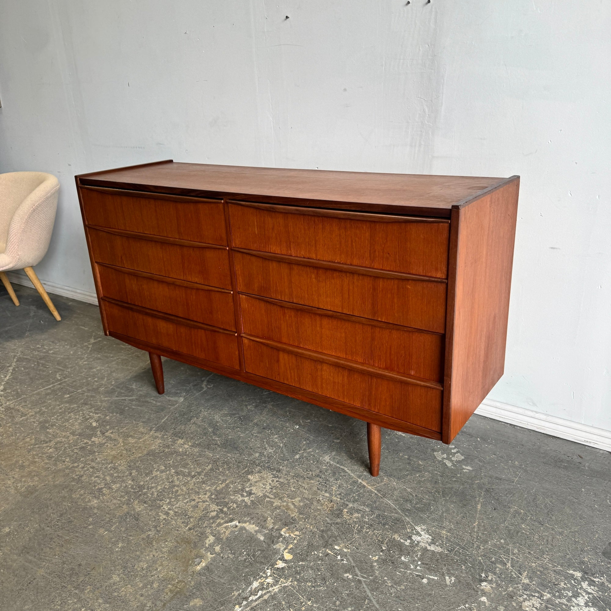 Danish Modern Teak 6 drawer Low Dresser