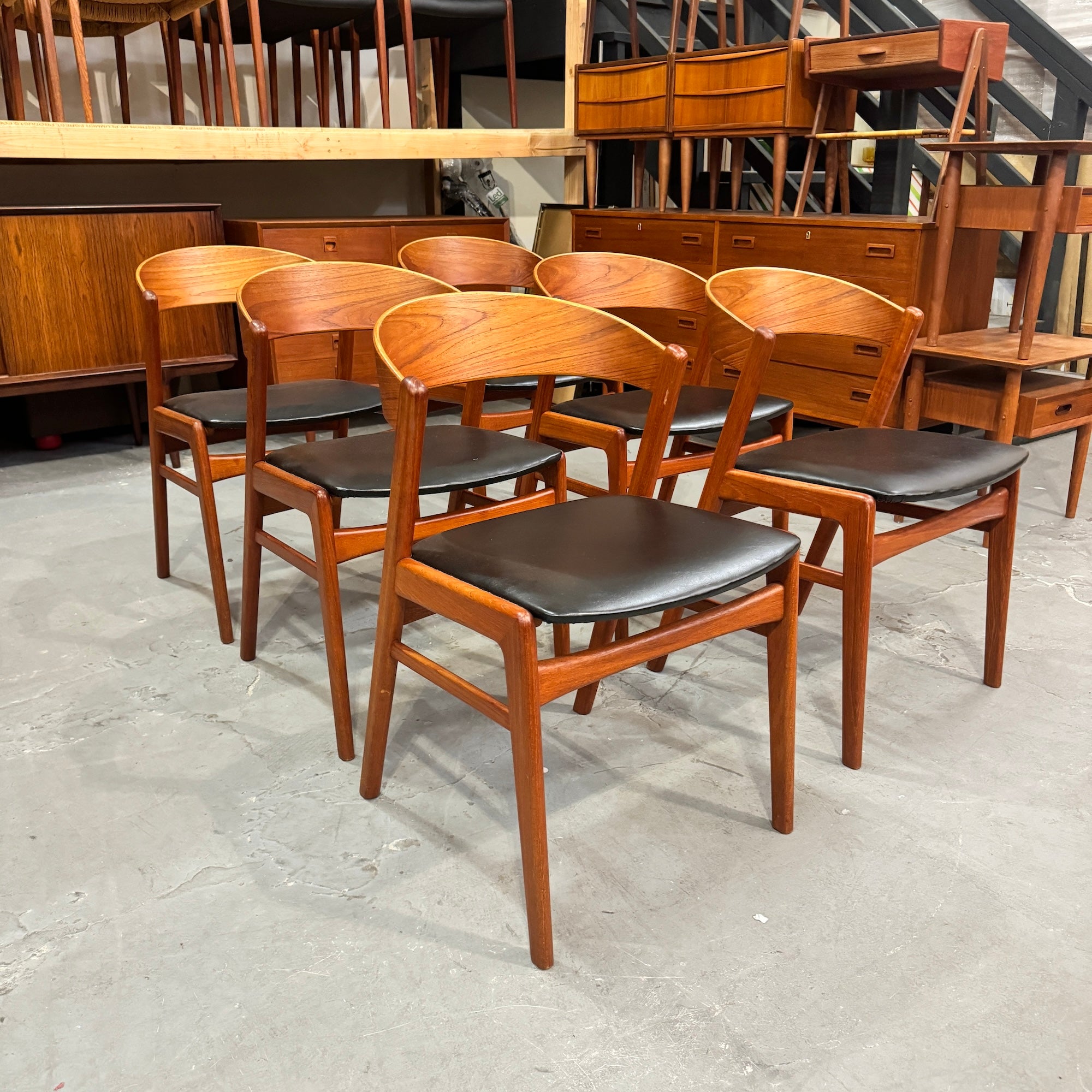 Danish Modern Dux set of 6 Teak Ribbon Dining Chairs