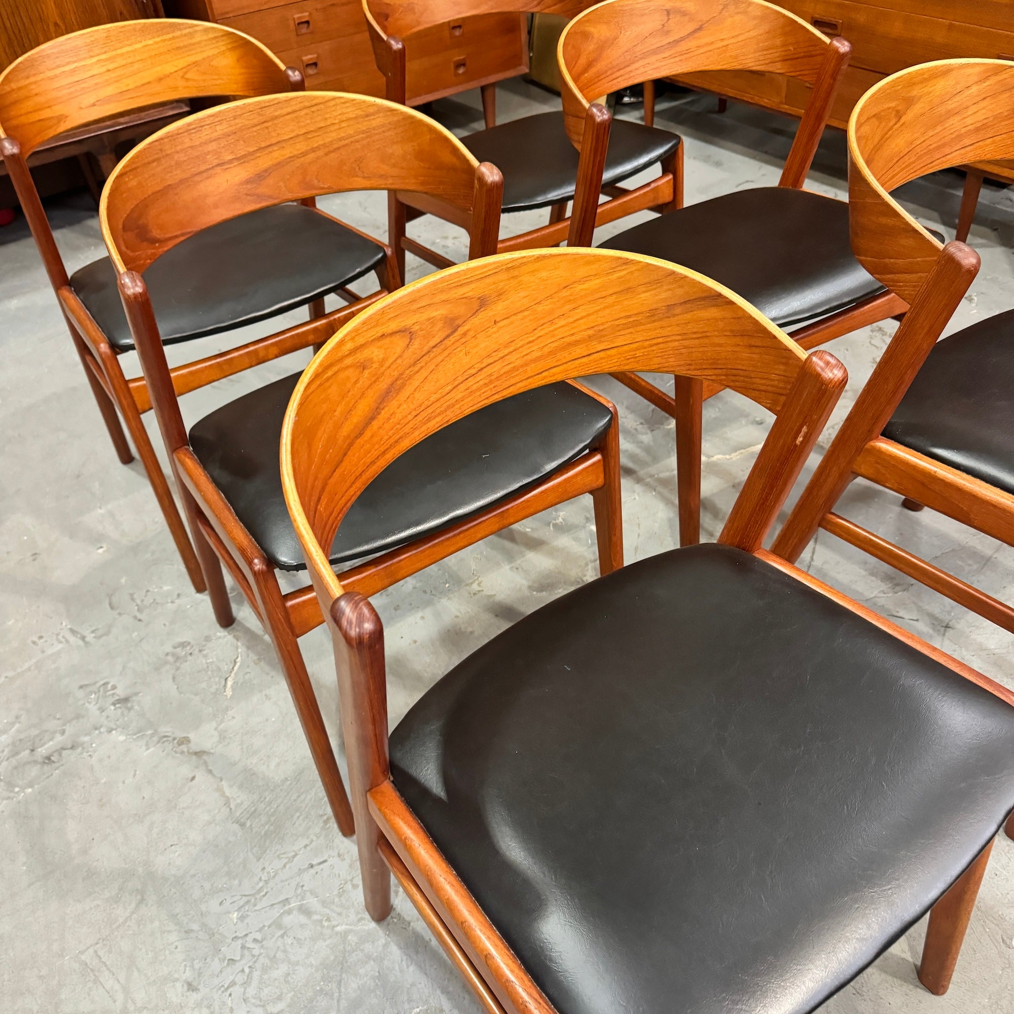 Danish Modern Dux set of 6 Teak Ribbon Dining Chairs