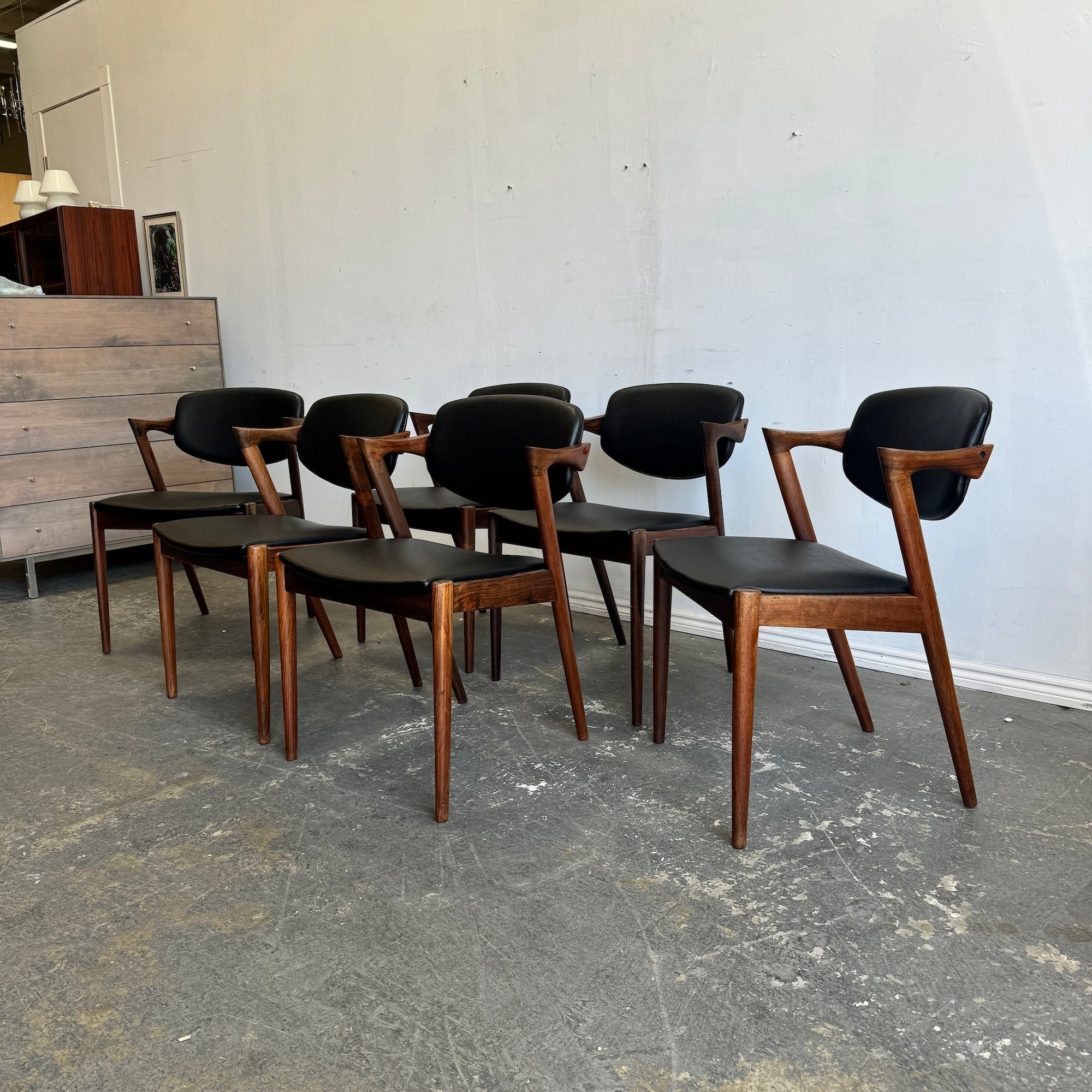 Danish Modern Kai Kristiansen set of 6 Rosewood Model 42 Dining Chairs