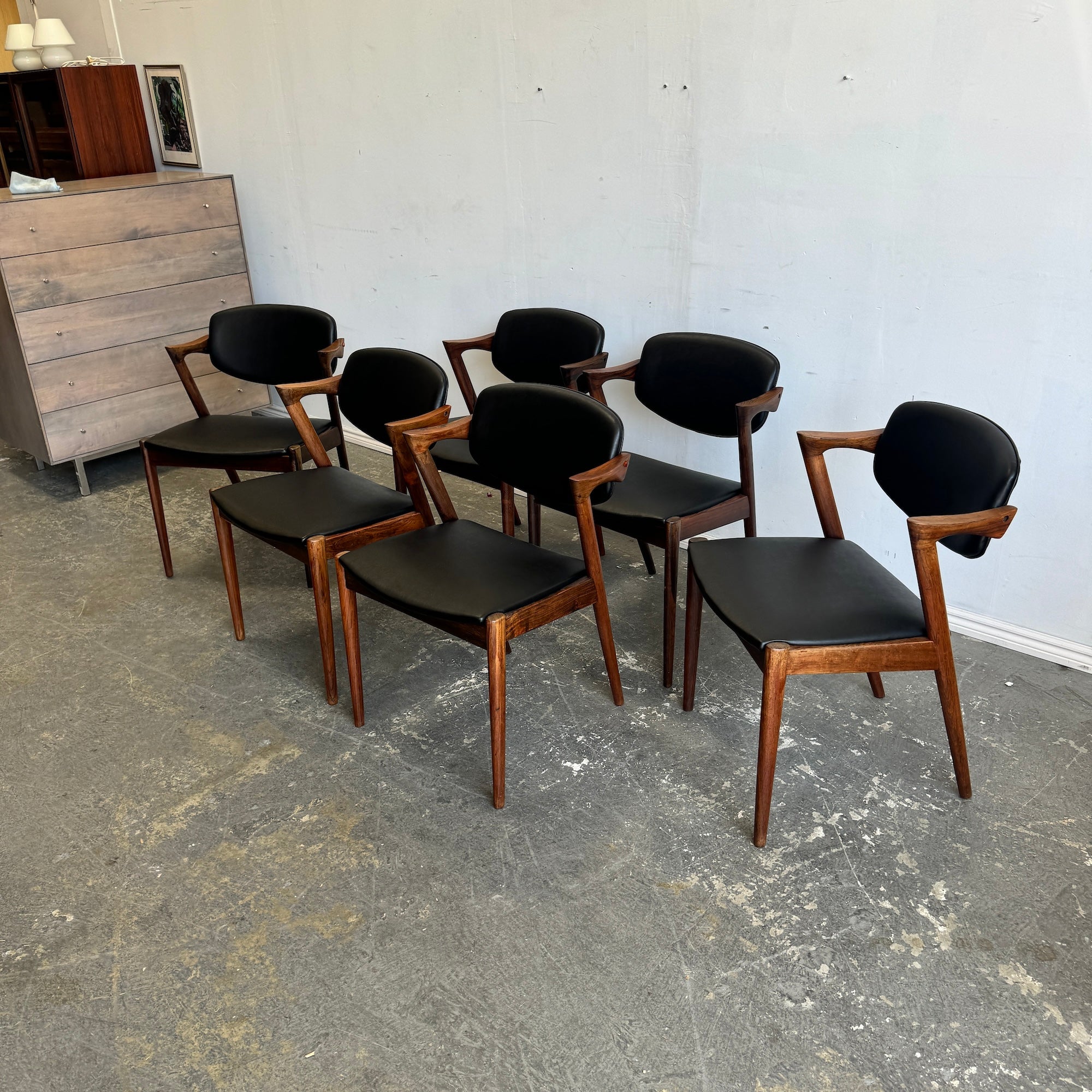 Danish Modern Kai Kristiansen set of 6 Rosewood Model 42 Dining Chairs