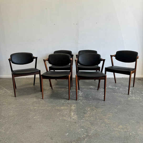 Danish Modern Kai Kristiansen set of 6 Rosewood Model 42 Dining Chairs