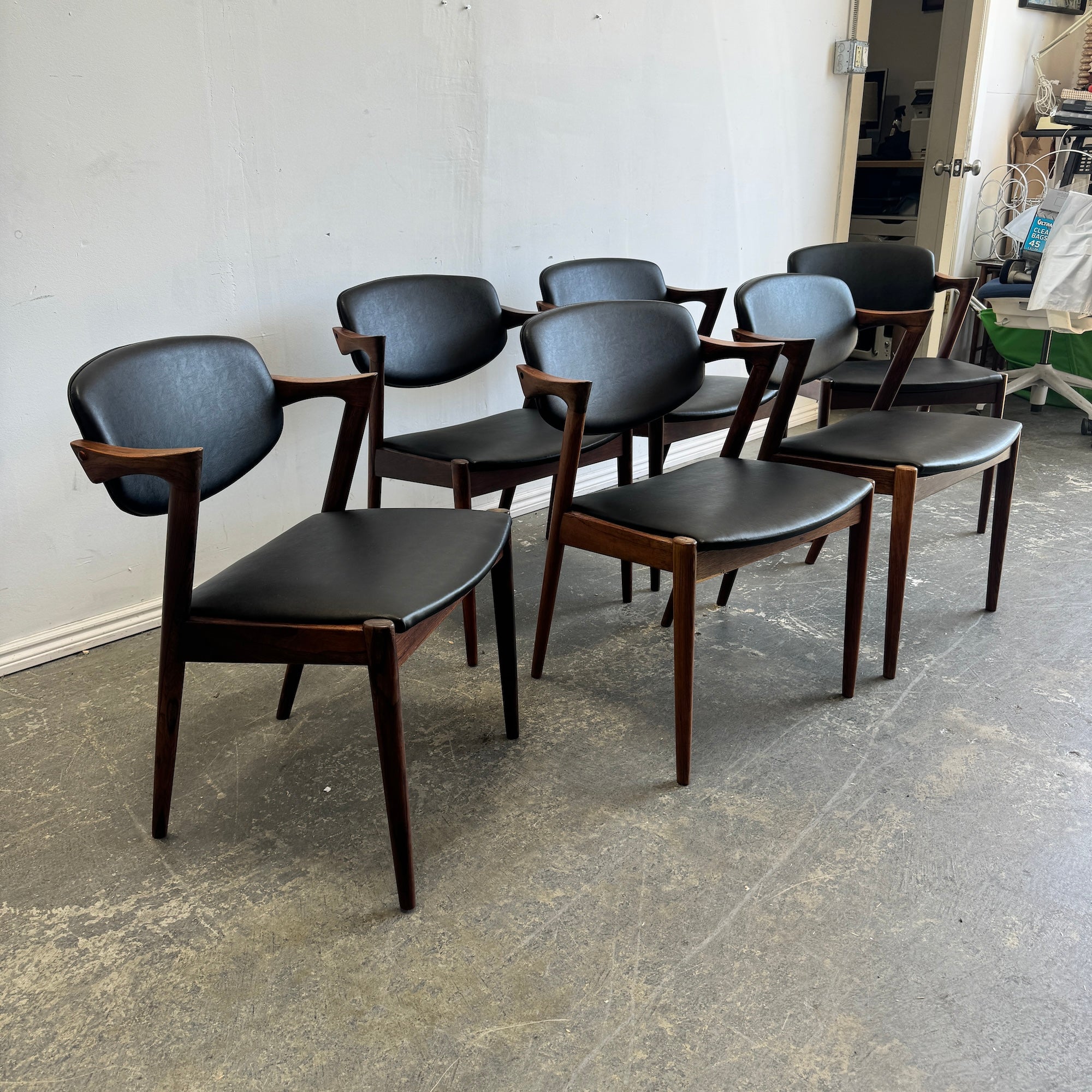 Danish Modern Kai Kristiansen set of 6 Rosewood Model 42 Dining Chairs