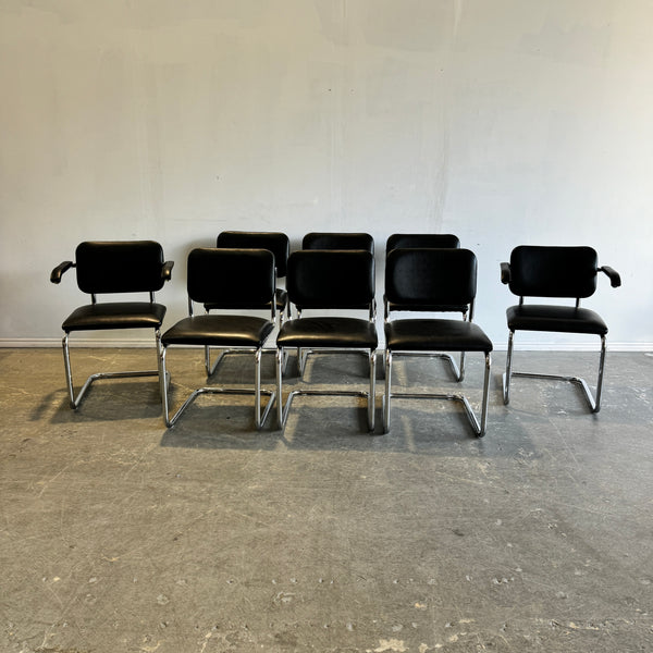 Authentic! Knoll Marcel Breuer Set of 8 Leather Cesca Chairs