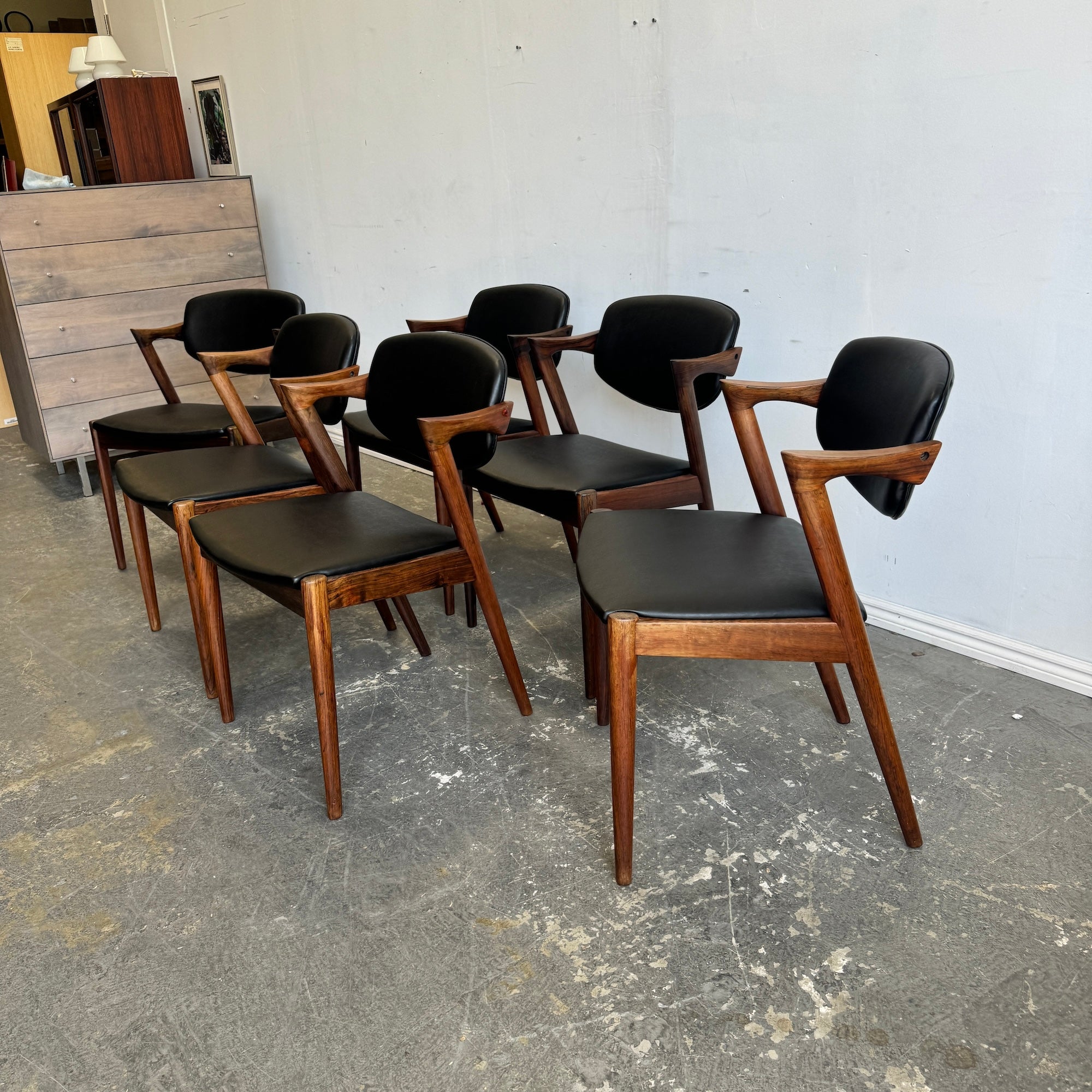 Danish Modern Kai Kristiansen set of 6 Rosewood Model 42 Dining Chairs