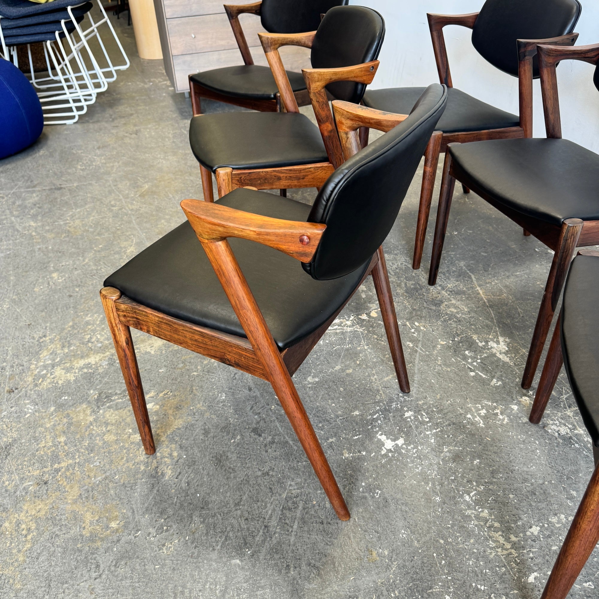 Danish Modern Kai Kristiansen set of 6 Rosewood Model 42 Dining Chairs