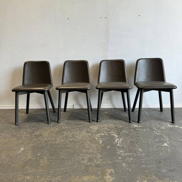 Blu Dot Leather set of 4 Chip dining chairs