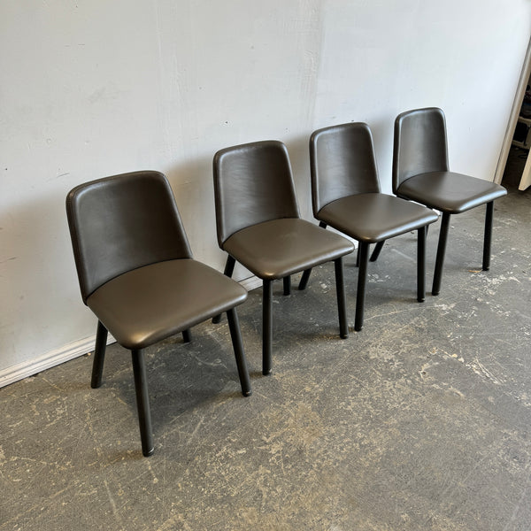 Blu Dot Leather set of 4 Chip dining chairs