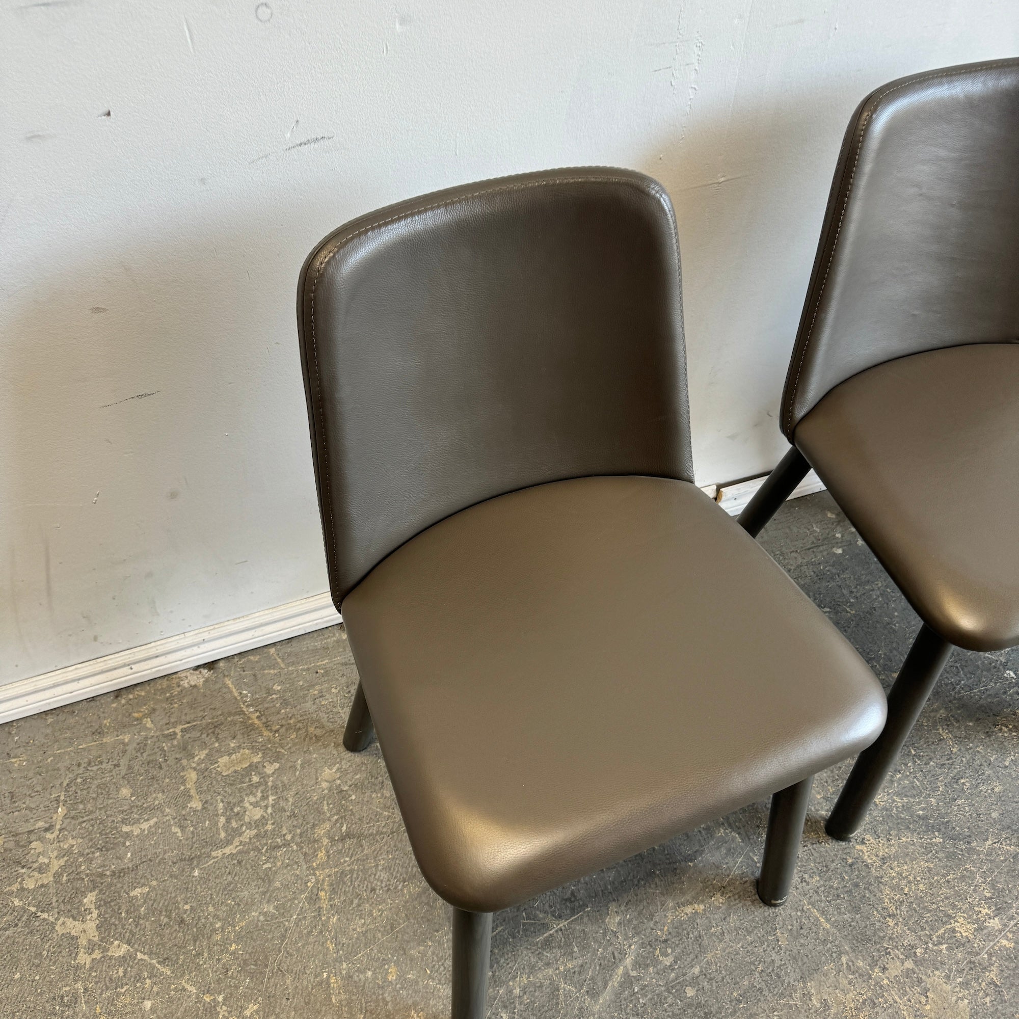 Blu Dot Leather set of 4 Chip dining chairs