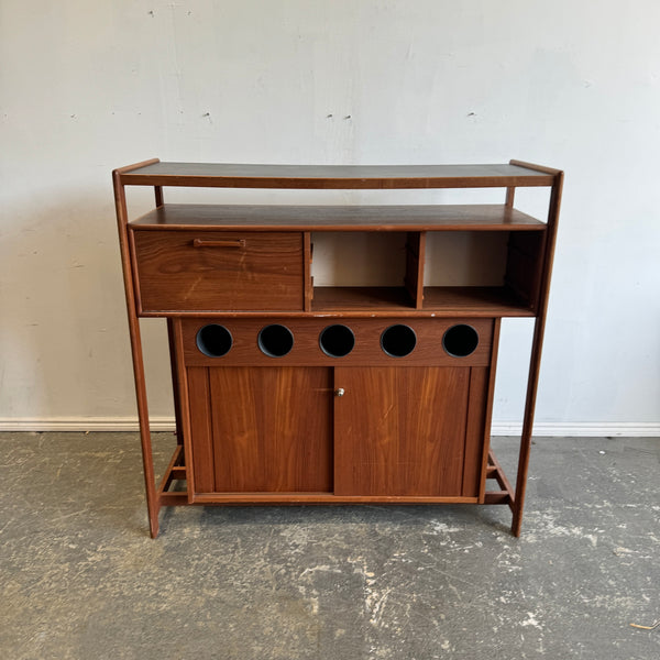 Danish Modern Bar Station with 4 Barstools by Erik Buch & Knud Bent for Dyrland