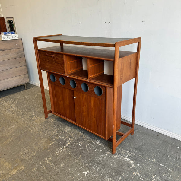 Danish Modern Bar Station with 4 Barstools by Erik Buch & Knud Bent for Dyrland