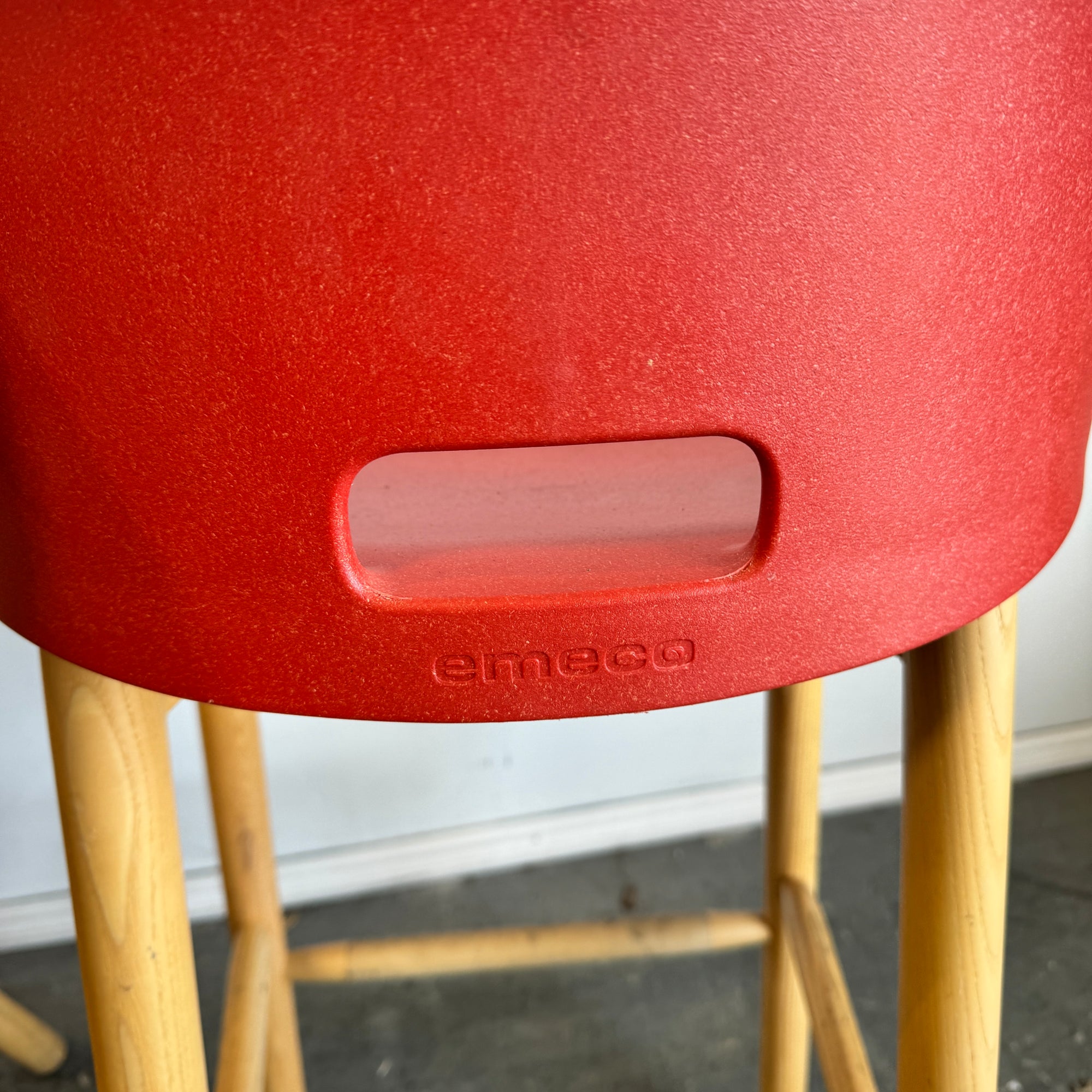 Emeco set of 4 Alfi Barstool, low back by Jasper Morrison (Red)