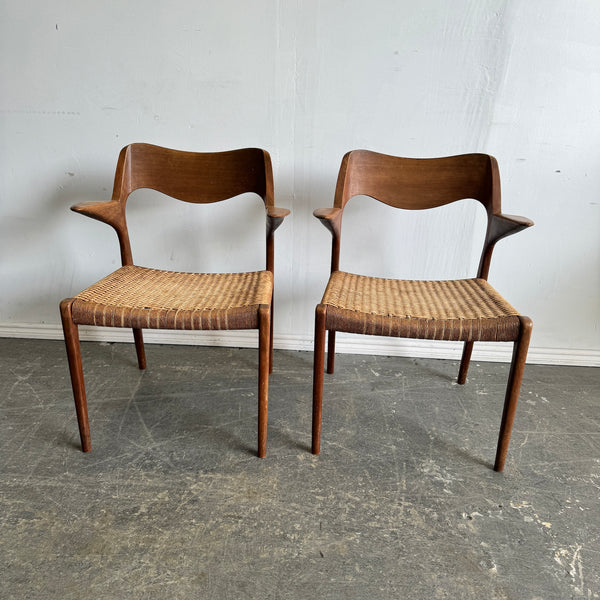 Danish Modern Set of 2 Moller Model 71 Armchairs