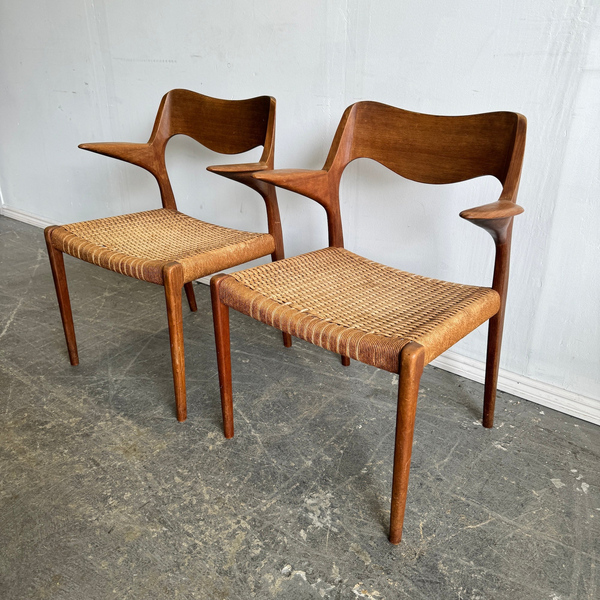 Danish Modern Set of 2 Moller Model 71 Armchairs