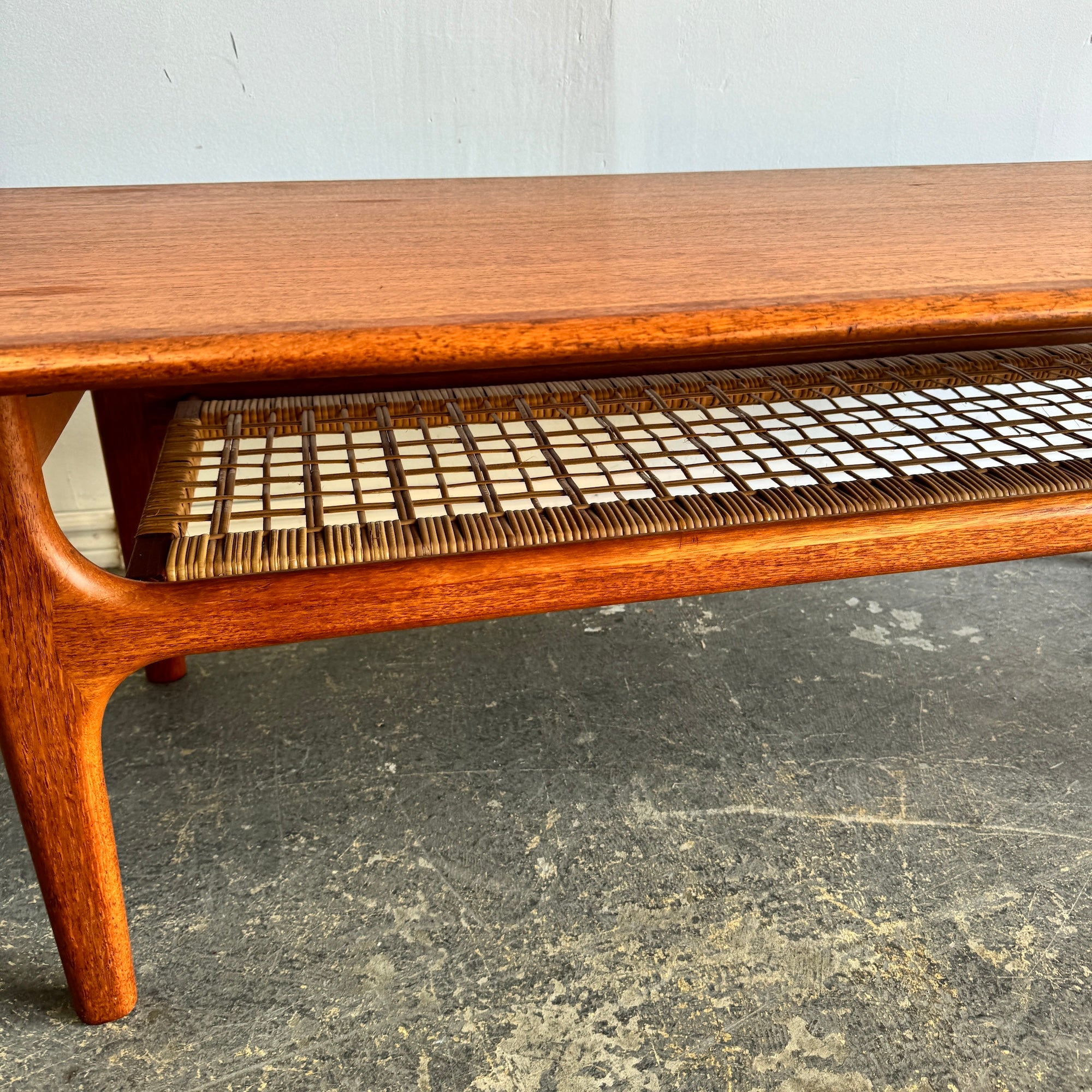 Danish Modern Trioh Teak Surfboard long Coffee Table