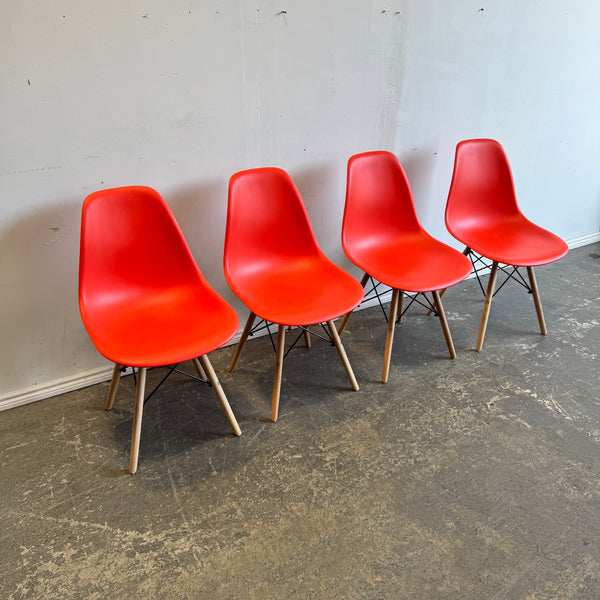 Authentic Herman Miller set of 4 Eames plastic molded chairs