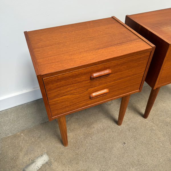 Danish Modern Pair of Teak Two Drawer Nightstands