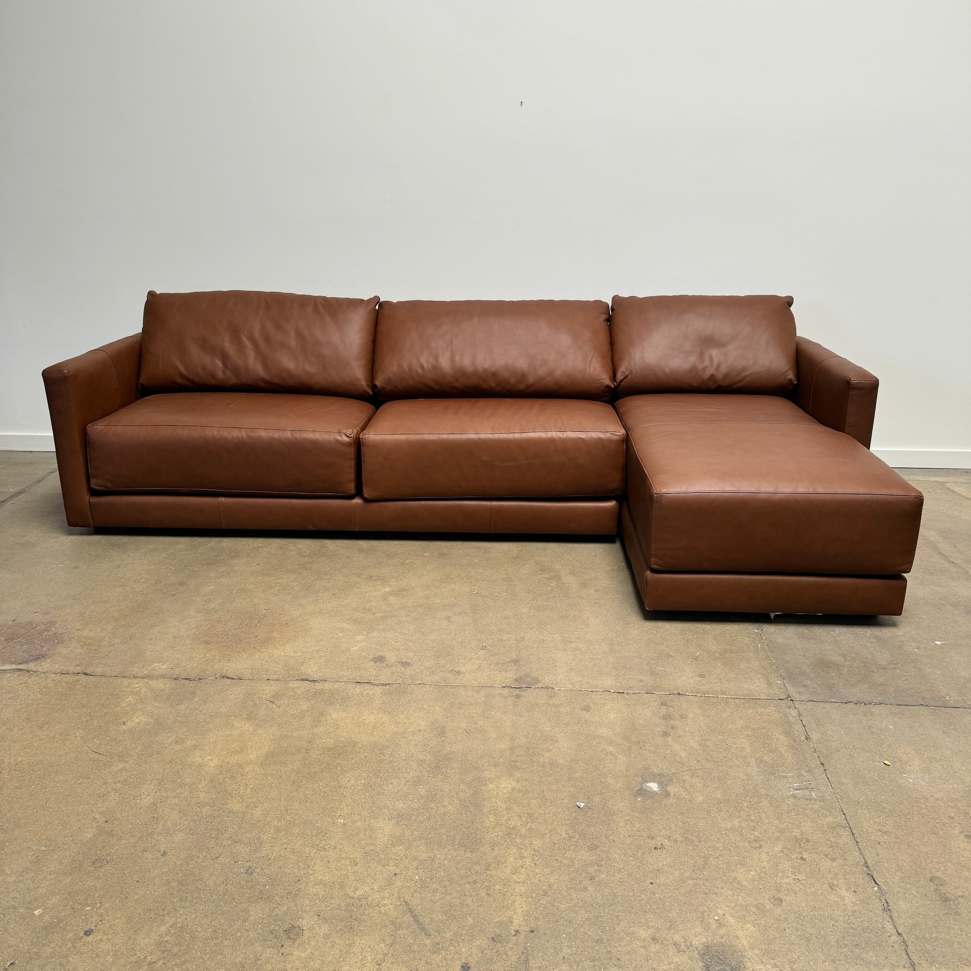 Crate and Barrel Gather Deep Leather Sectional Sofa