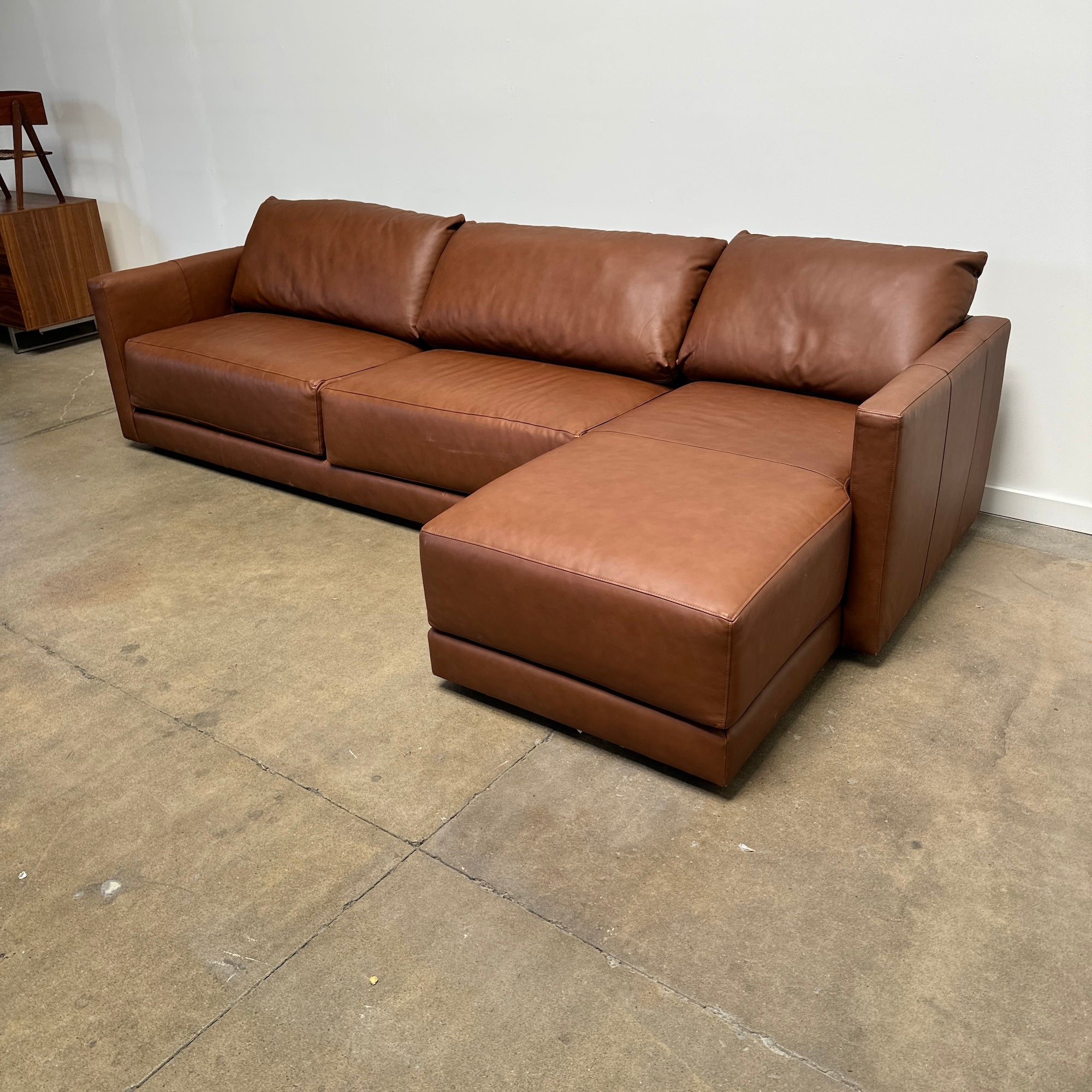 Crate and Barrel Gather Deep Leather Sectional Sofa