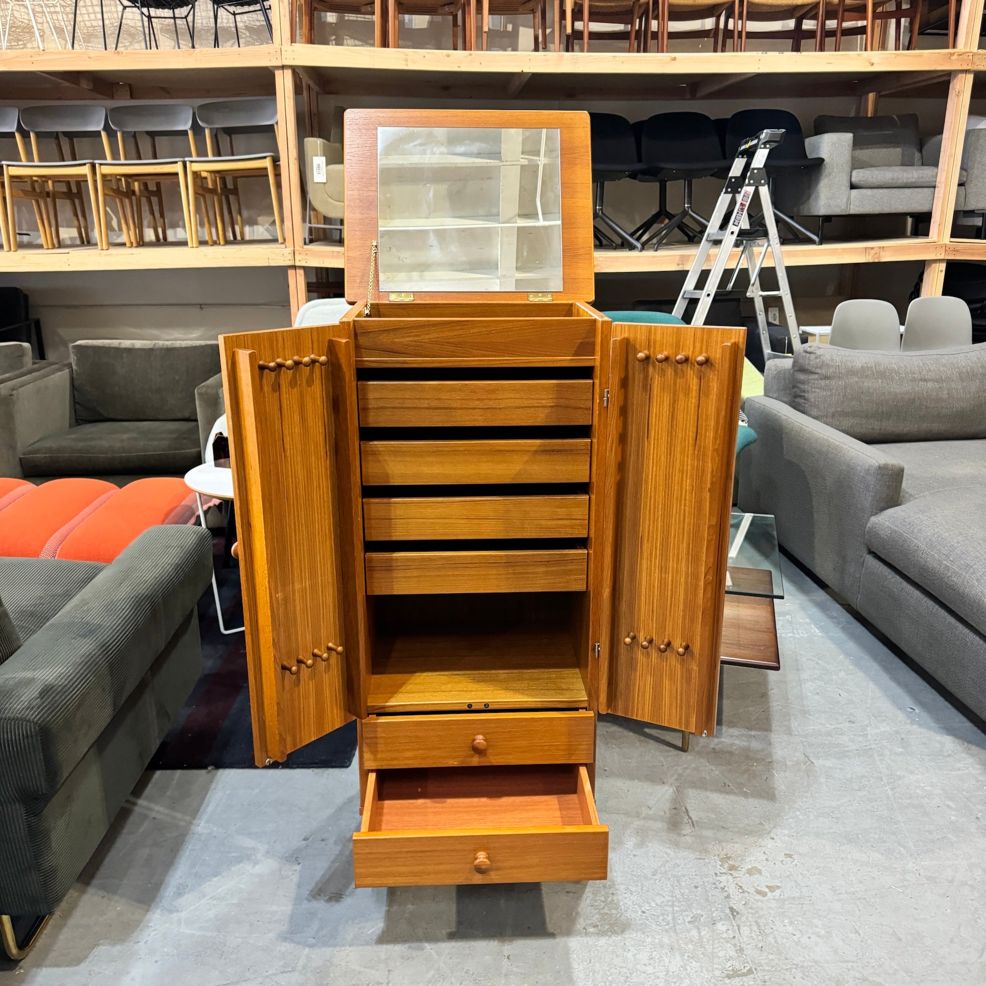 Danish Modern Teak Jewelry Cabinet by Fbj Mobler of Denmark