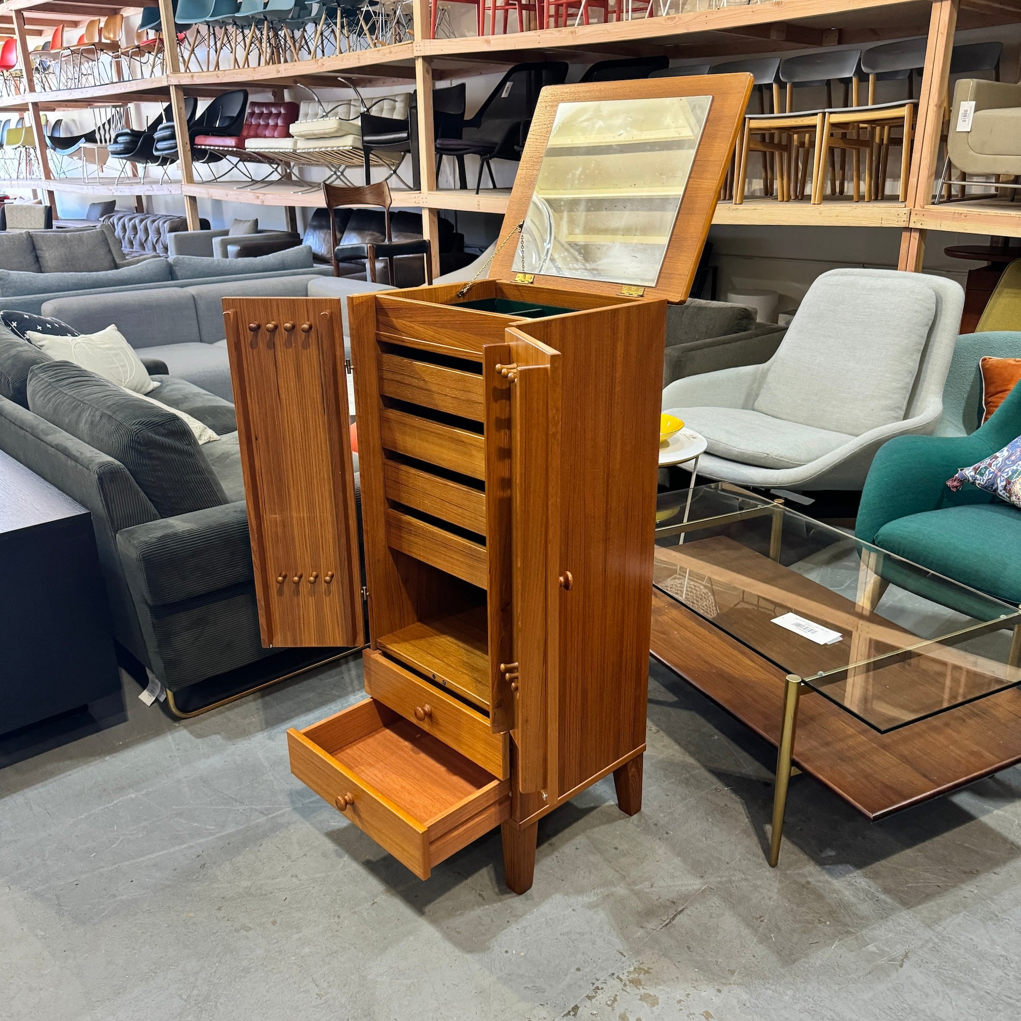 Danish Modern Teak Jewelry Cabinet by Fbj Mobler of Denmark