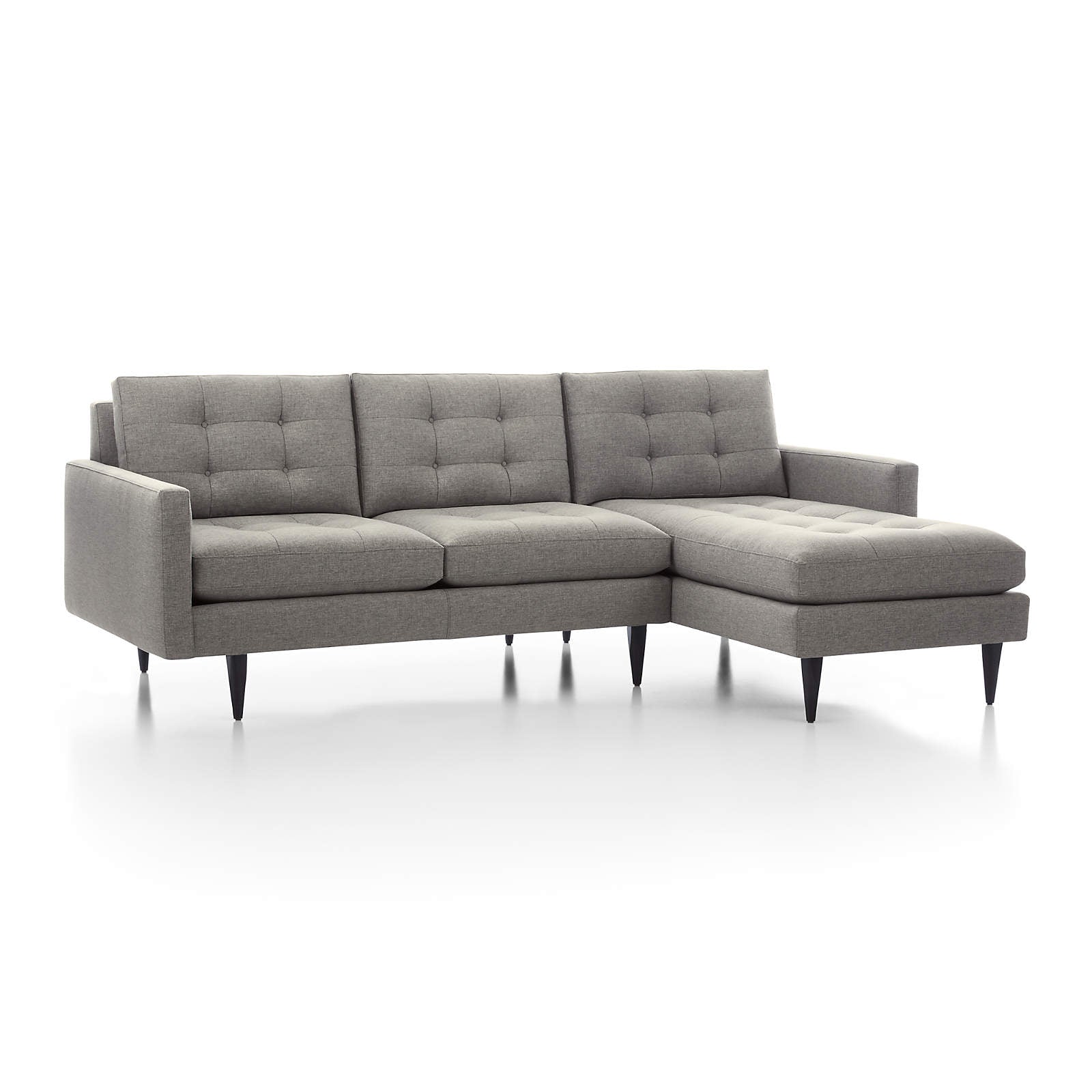 Crate and Barrel Petrie 2-Piece Right-Arm Chaise Midcentury Sectional Sofa