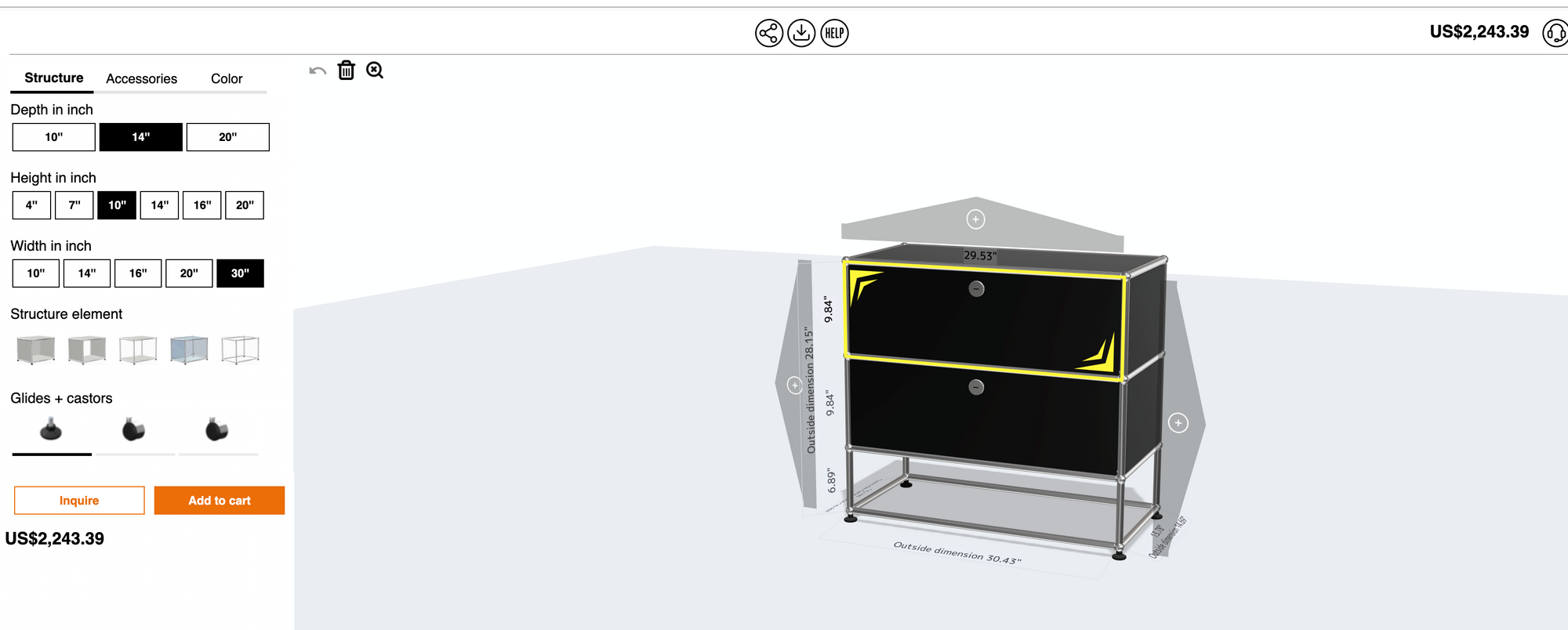 USM Haller High board with Two drawer