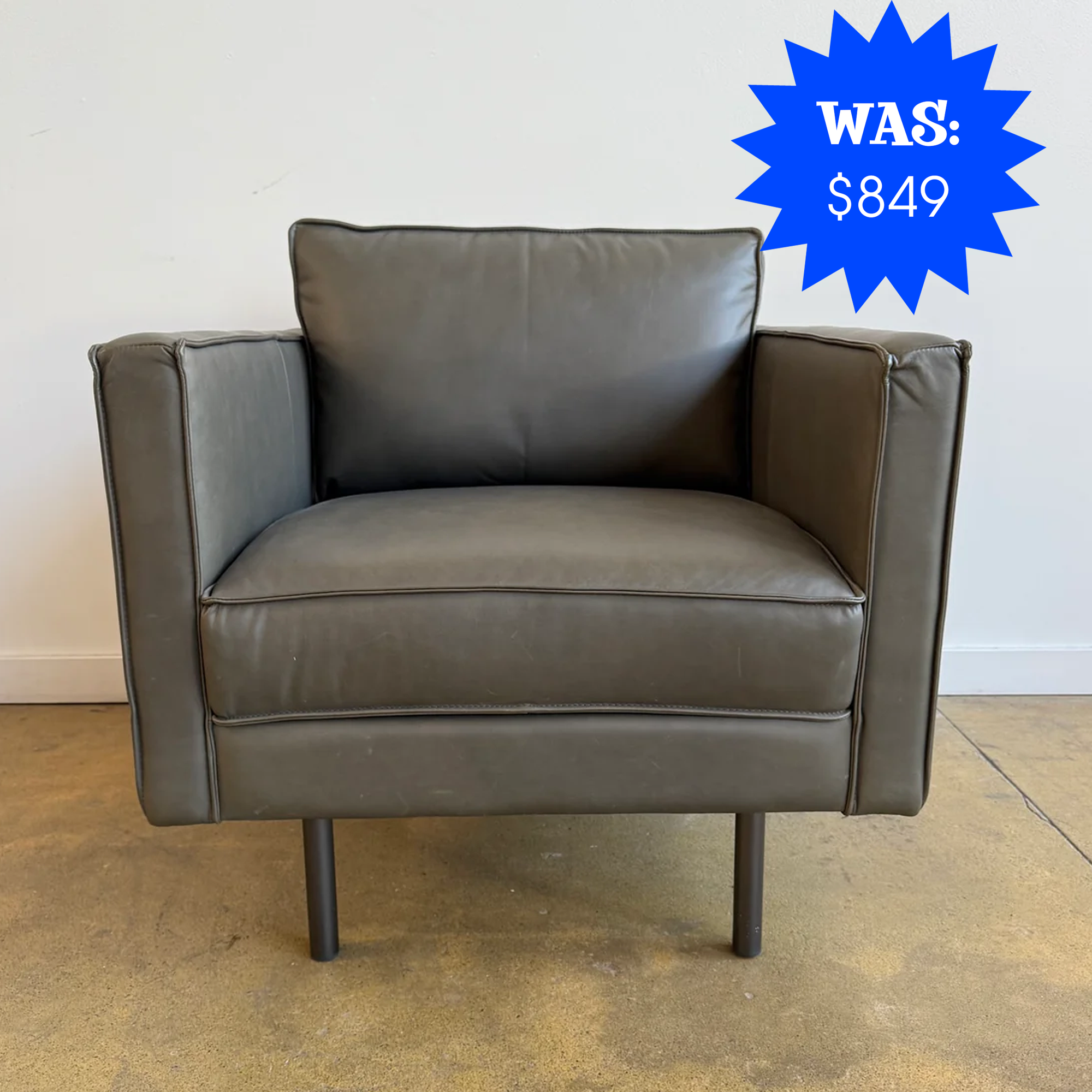 West Elm Axel Leather Chair (Two Available)