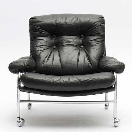 Vintage Tubular Chromed Lounge Chair By Lindlöfs. Sweden 1960s