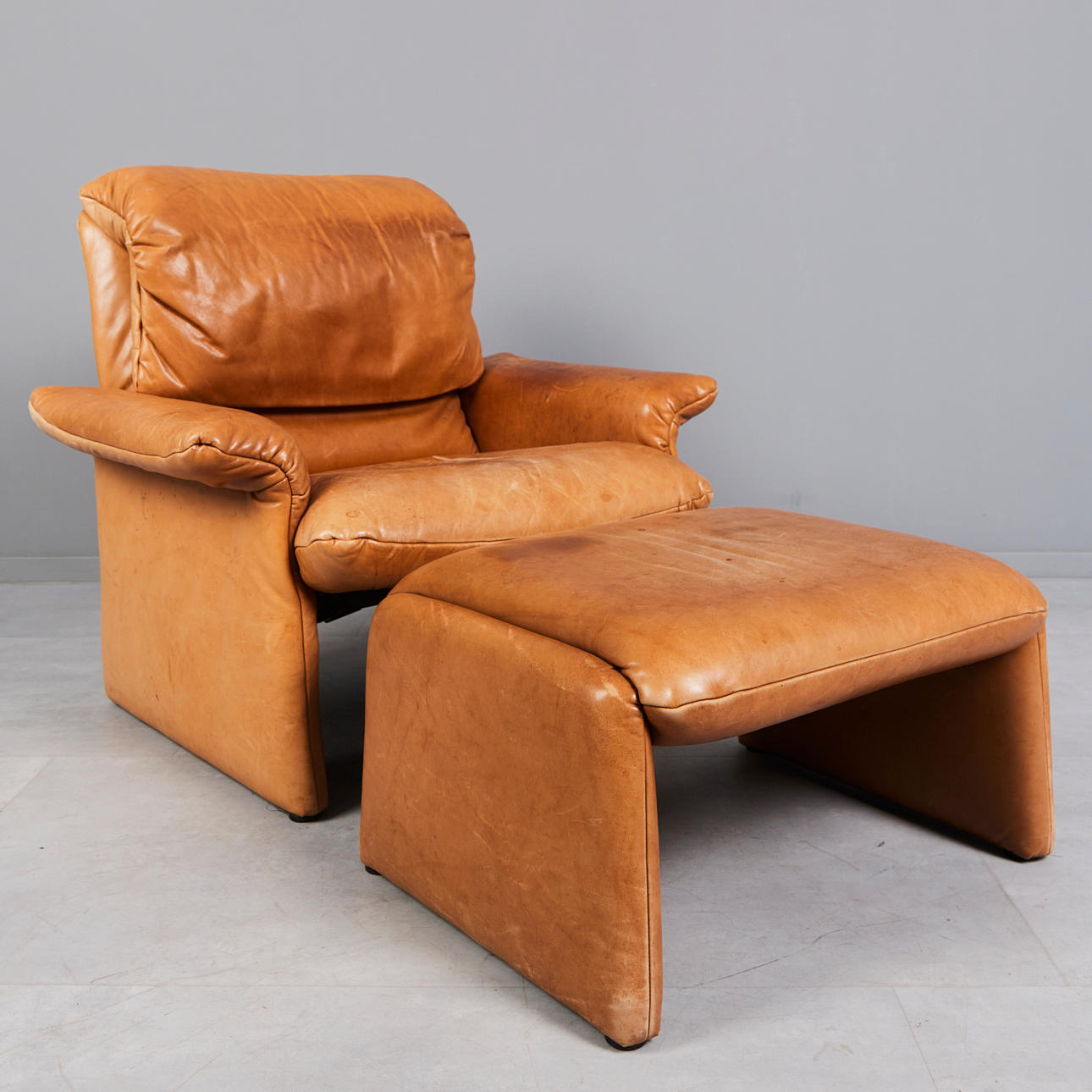 Vintage Mid Century Modern Reclining armchair with ottoman by Cor Conseta, Germany, 1980s