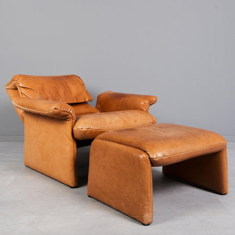 Vintage Mid Century Modern Reclining armchair with ottoman by Cor Conseta, Germany, 1980s