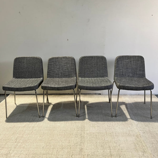 CB2 Salt & Pepper Fabric Stackable Dining Chairs