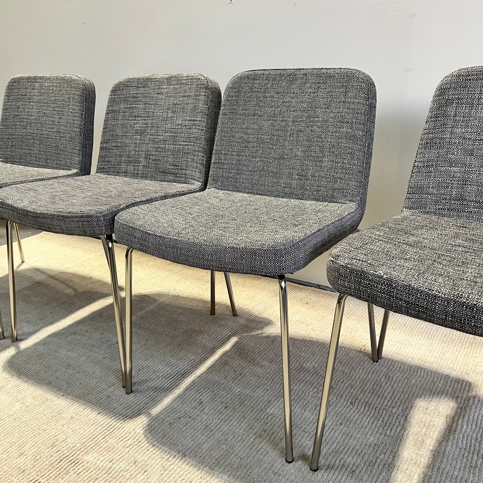 CB2 Salt & Pepper Fabric Stackable Dining Chairs