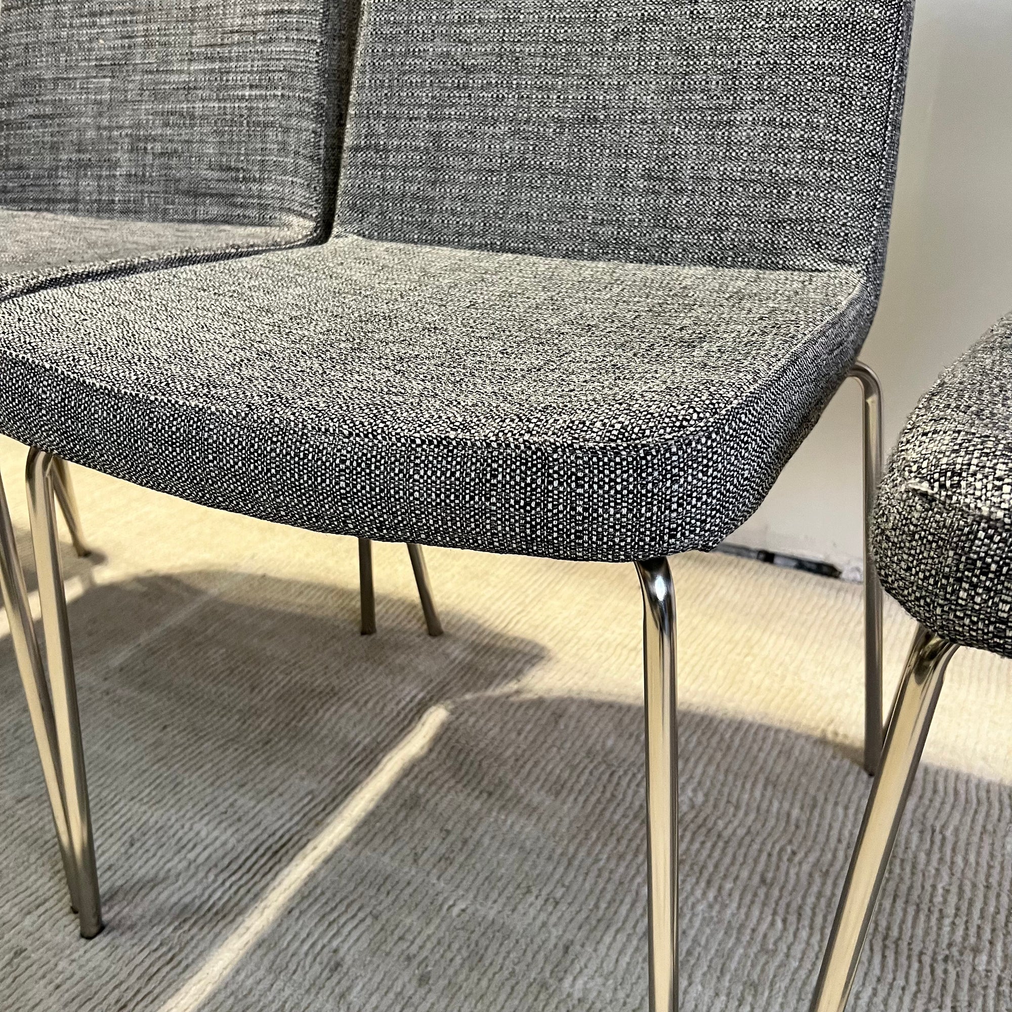 CB2 Salt & Pepper Fabric Stackable Dining Chairs