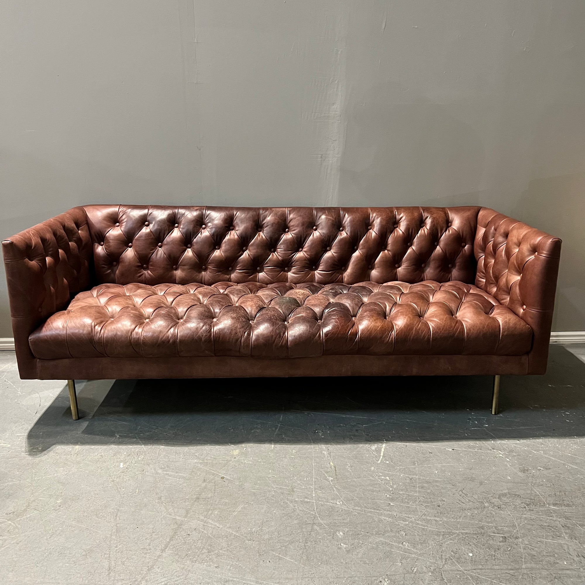 West Elm Modern Chesterfield Leather Sofa