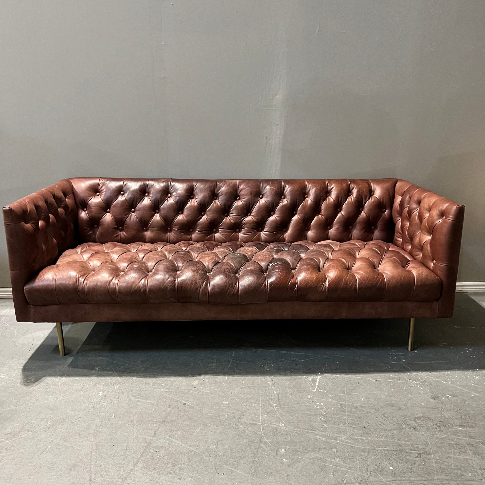 West Elm Modern Chesterfield Leather Sofa