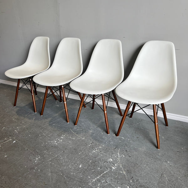 Authentic Herman Miller set of 4 Eames plastic molded chairs - enliven mart