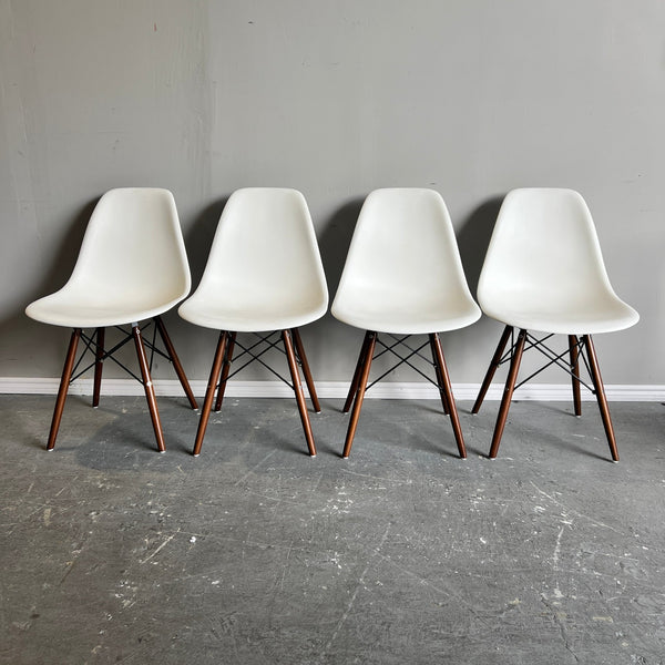 Authentic Herman Miller set of 4 Eames plastic molded chairs - enliven mart