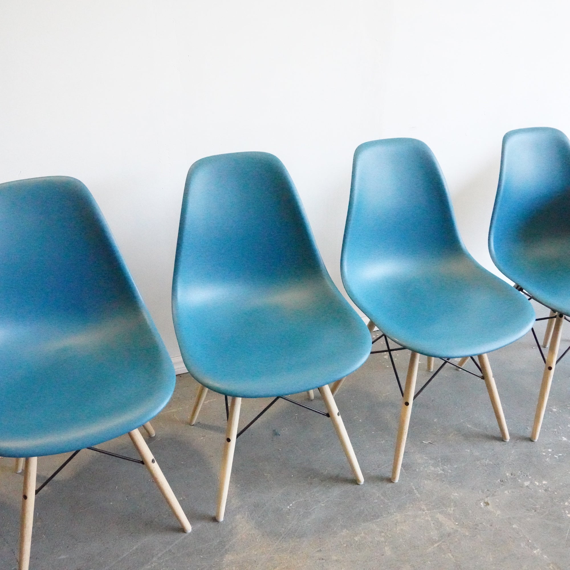 Authentic Herman Miller Set of 8 Eames Molded Plastic Side Chair - enliven mart