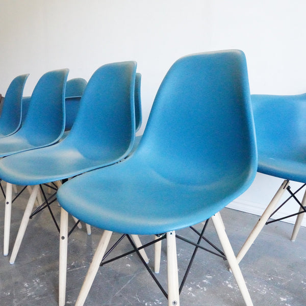 Authentic Herman Miller Set of 8 Eames Molded Plastic Side Chair - enliven mart