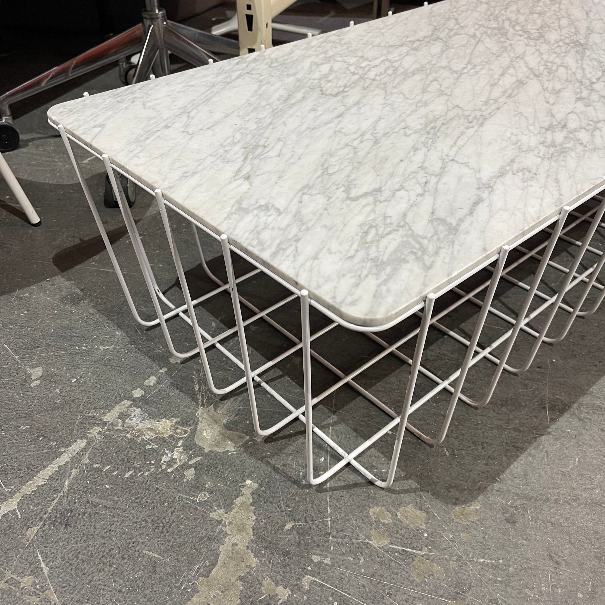 Blu Dot White Marble Scamp Coffee Table - enliven mart