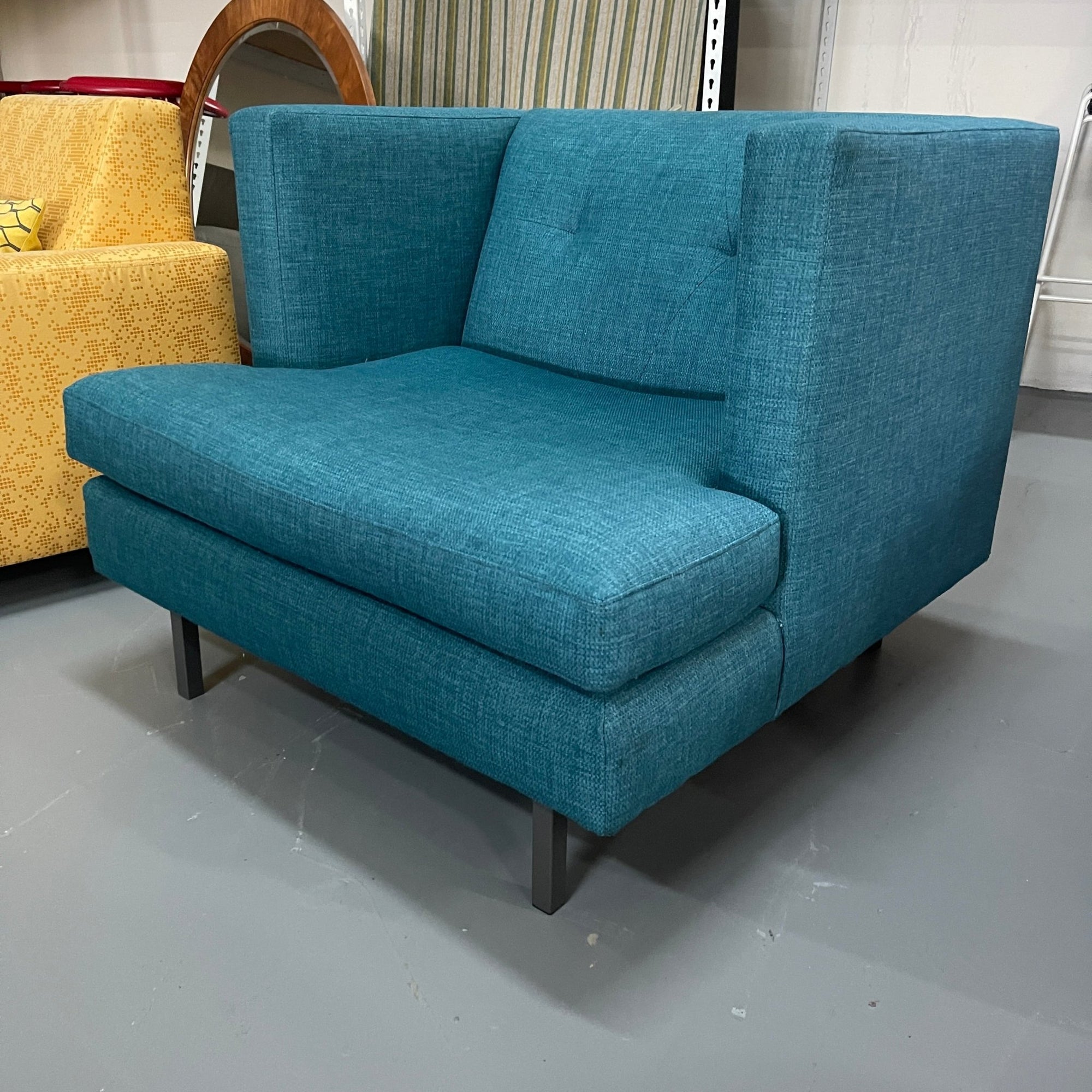 CB2 Avec Retro Side Chair in Delilah Peacock - enliven mart