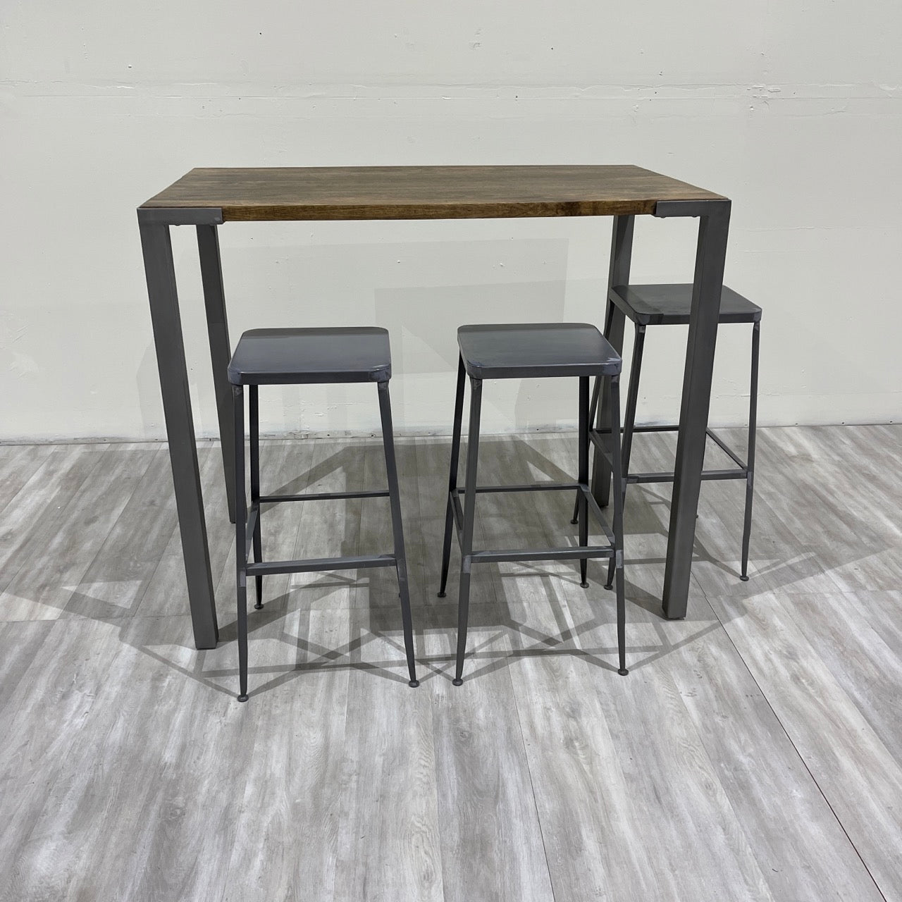 CB2 Flint Metal Counter Stools (3) - enliven mart