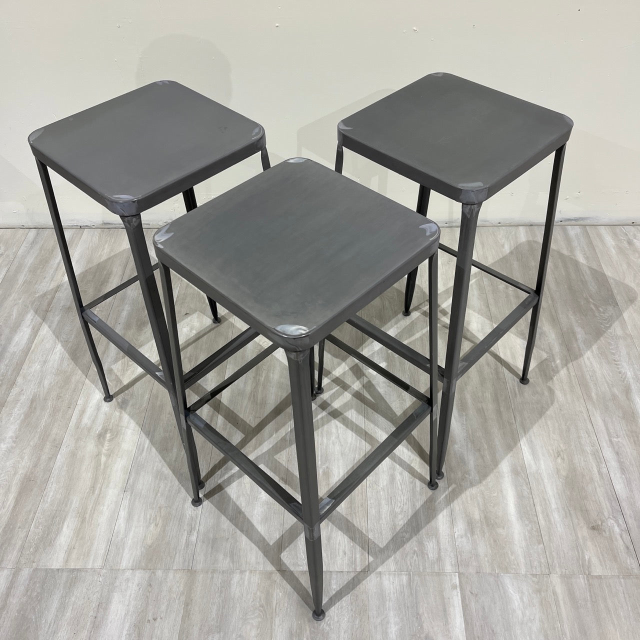 CB2 Flint Metal Counter Stools (3) - enliven mart