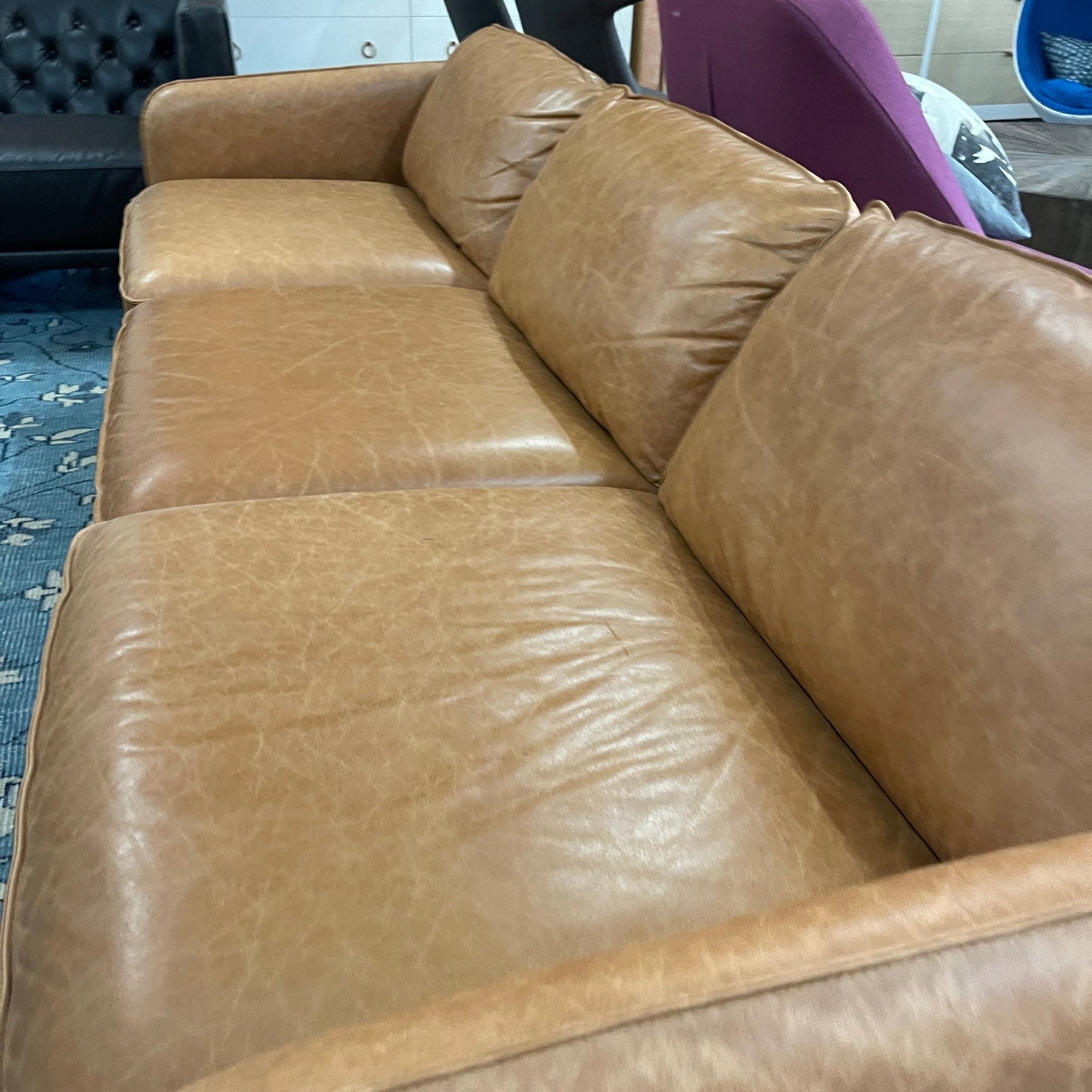 CB2 Hoxton Leather Sofa - enliven mart