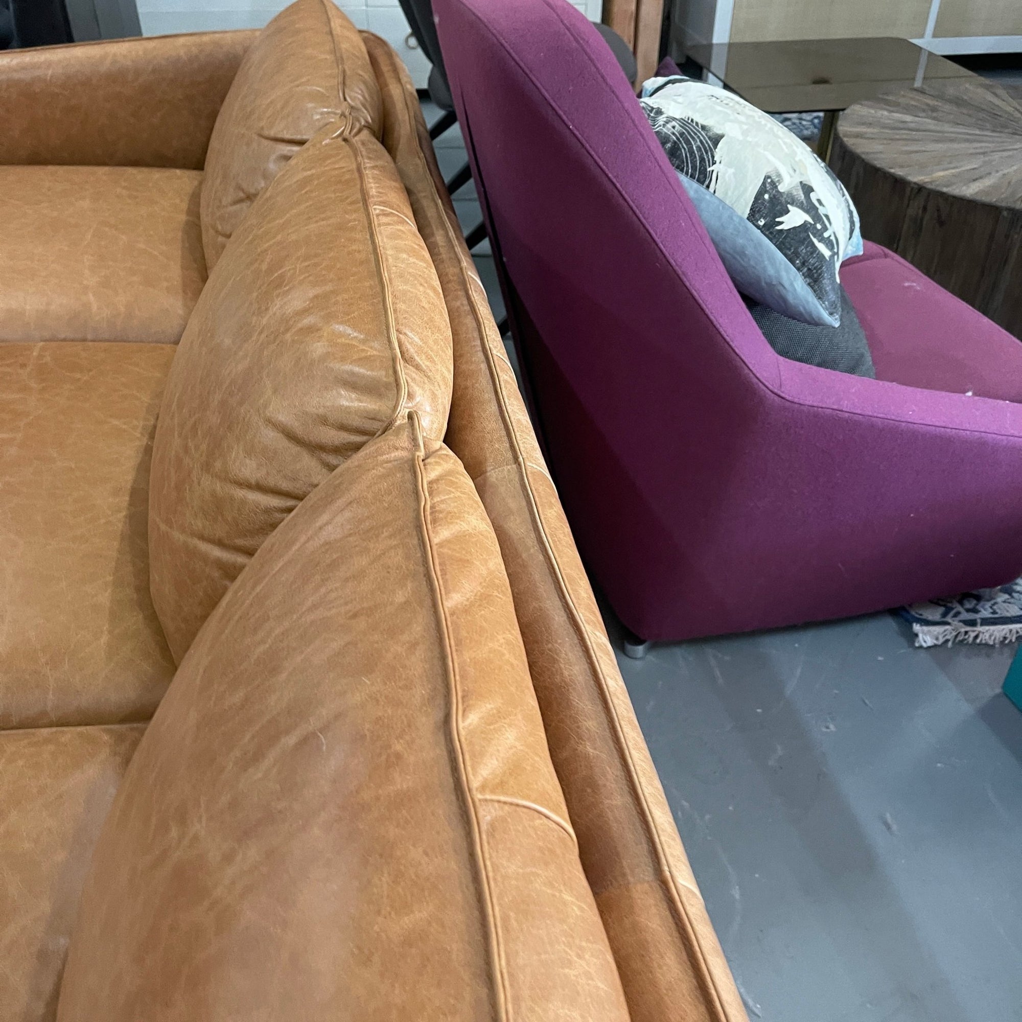 CB2 Hoxton Leather Sofa - enliven mart