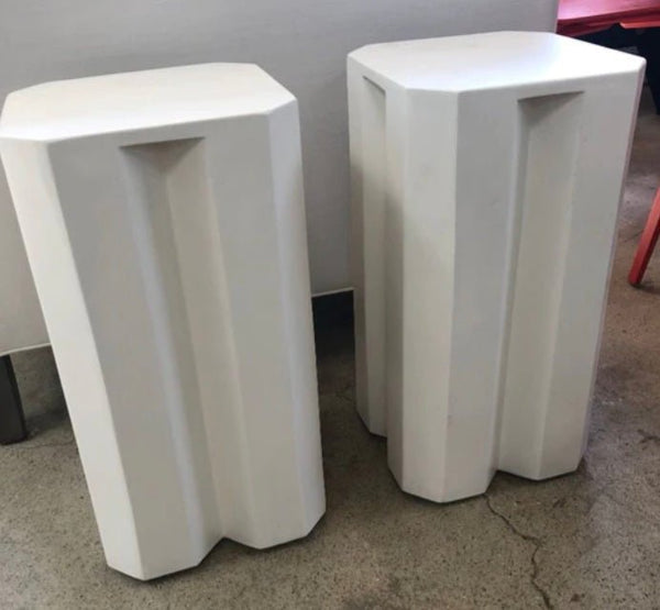 CB2 Ivory Concrete Side Tables PAIR - enliven mart