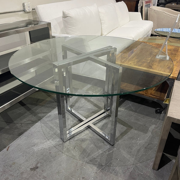 CB2 SILVERADO CHROME 47" ROUND DINING TABLE - enliven mart